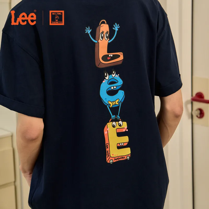 Melting Sadness X Lee T-Shirts Unisex Navy Blue-3