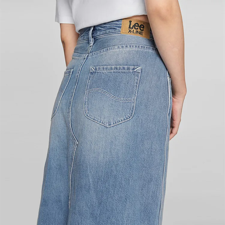Lee Denim Long Skirts Women's Light Blue-5