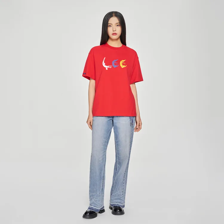 Indigo X Angel Chen X Lee T Shirts Unisex Red-3