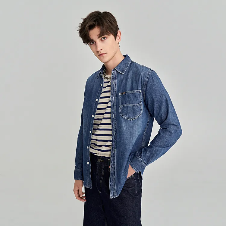 Lee Shirts Men Medium Blue-2