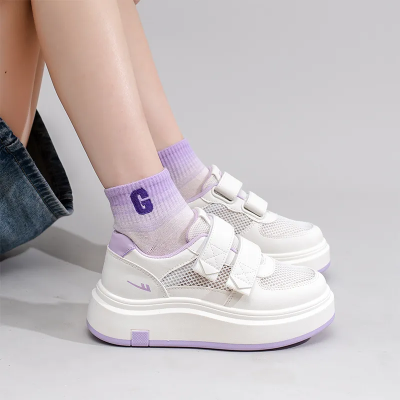 Warrior Anti Slip Wear Resistant Low Top Casual Shoes Women's Beige Purple-6