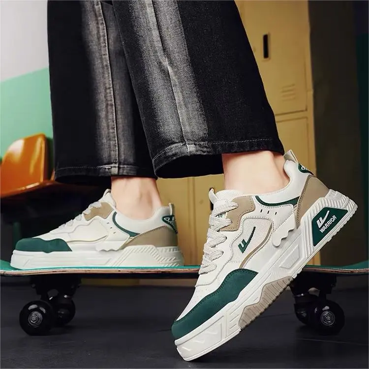 Warrior 1927 Wear-resistant And Lightweight Low-Top Skateboard Shoes Men's Beige Khaki Green-5