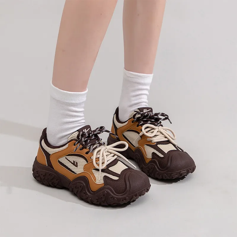 Warrior Warrior Lightweight Low Top Chunky Sneakers Women's Beige Brown Coffee 1.0-8