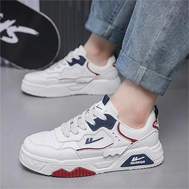 Warrior Wear-resistant And Lightweight Low-Top Skateboard Shoes Men's Beige Blue Red-8