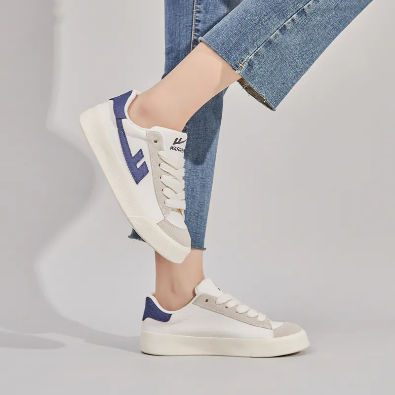 Warrior Slip Resistant And Breathable Low Top Canvas Shoes Unisex Beige Dark Blue-9