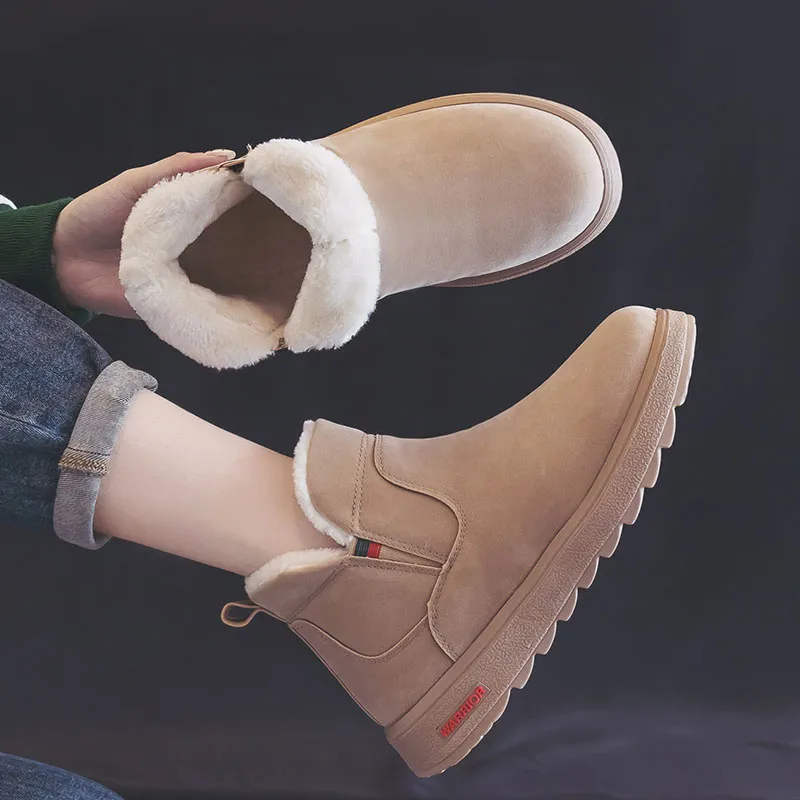 Warrior Warrior Warm Wear Resistant Slip Resistant Short Snow Boots Women's Beige-5