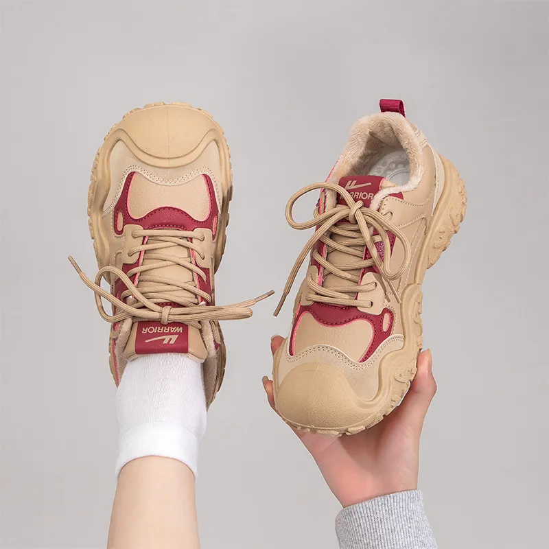 Warrior Warrior Abrasion Resistant Low Top Casual Shoes Women's Khaki Red-5