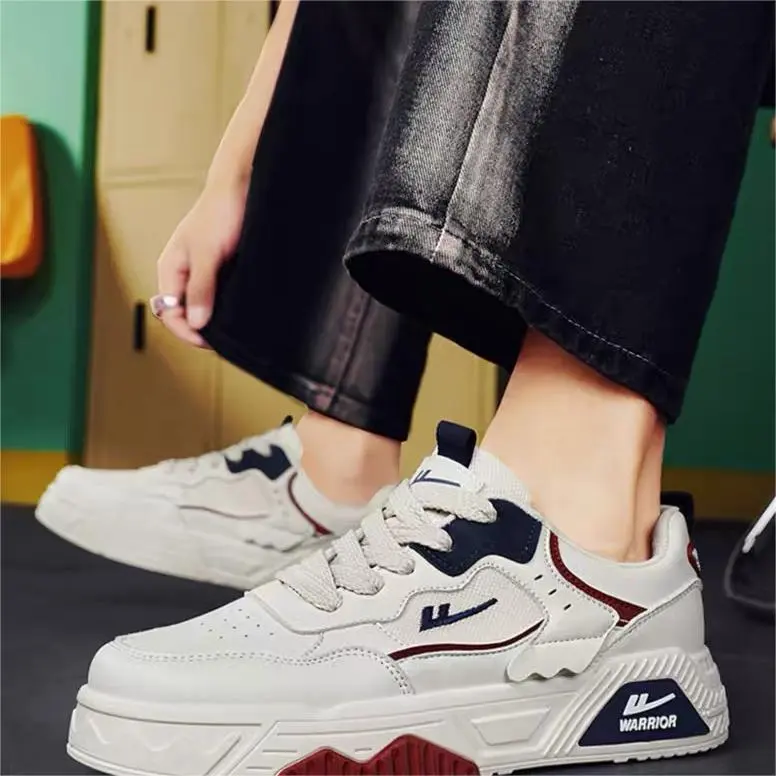 Warrior Wear-resistant And Lightweight Low-Top Skateboard Shoes Men's Beige Blue Red-4