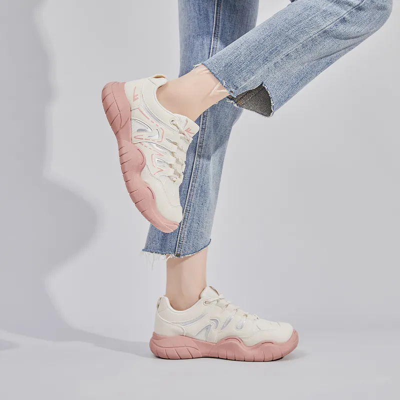 Warrior Anti Slip Wear Resistant Low Top Casual Shoes Women's Beige Pink-5