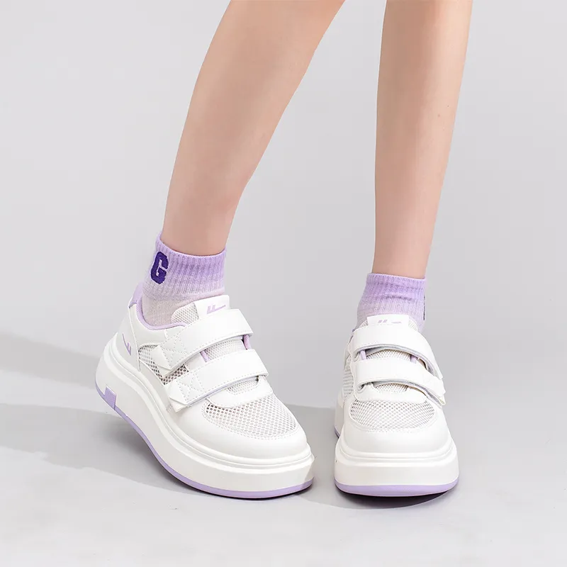 Warrior Anti Slip Wear Resistant Low Top Casual Shoes Women's Beige Purple-5