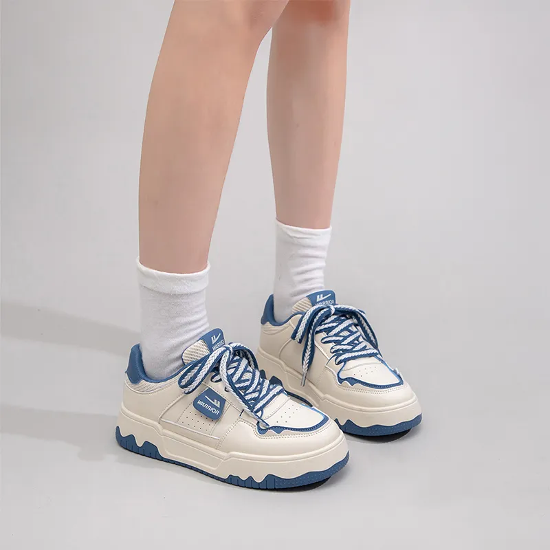 Warrior Warrior Lightweight Low Top Skateboard Shoes Women's Beige Blue 1.0-6