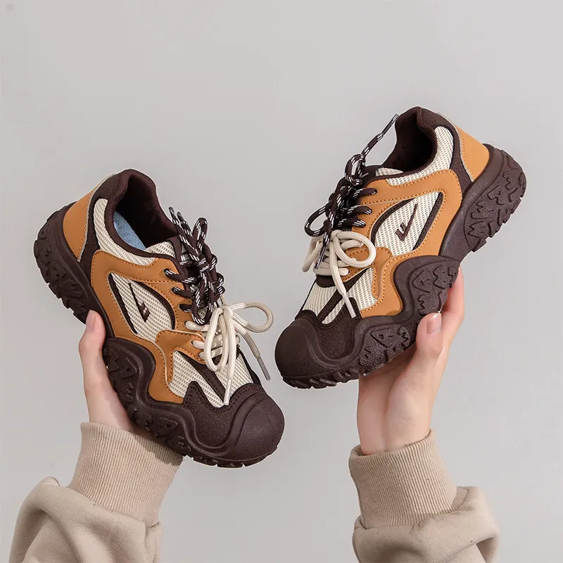Warrior Warrior Lightweight Low Top Chunky Sneakers Women's Beige Brown Coffee 1.0-5