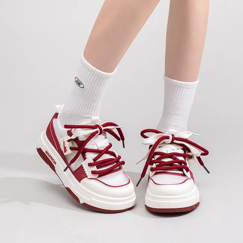 Warrior Abrasion Resistant Low Top Casual Shoes Women's White Burgundy-7