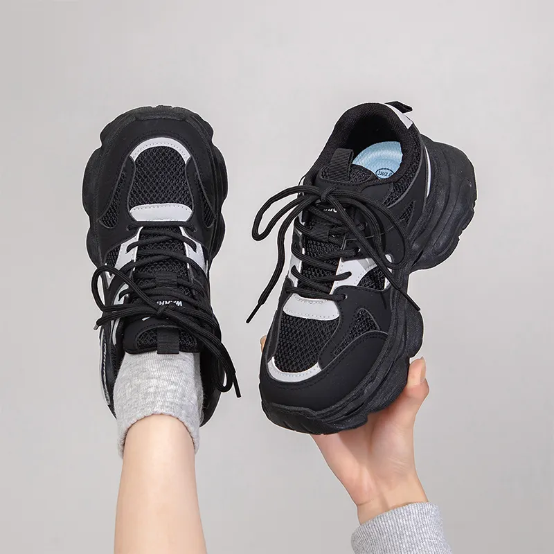 Warrior Warrior Wear Resistant Low Top Chunky Sneakers Women's Black Light Gray-5
