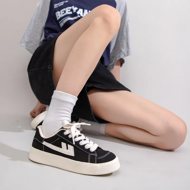 Warrior Wear resistant Lightweight Breathable And Non slip. Low Top Canvas Shoes Women's Black Beige 2.0-9