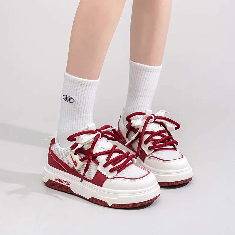Warrior Abrasion Resistant Low Top Casual Shoes Women's White Burgundy-6