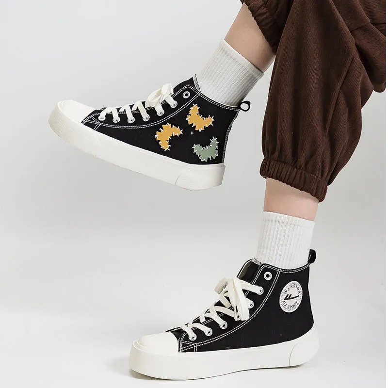 Warrior Lightweight Cushioning High Top Canvas Shoes Women's Black-5