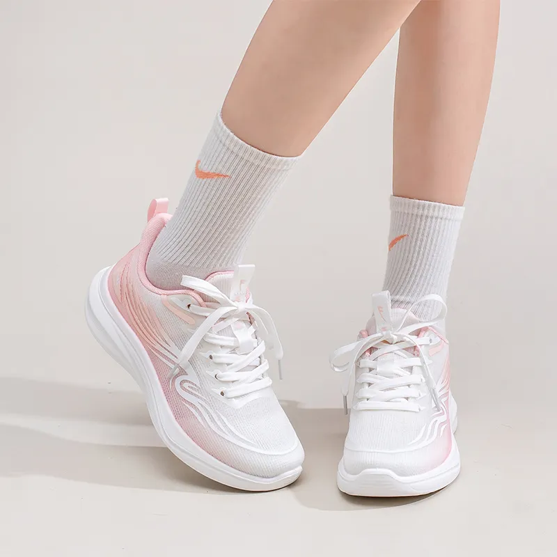 Warrior Cushioning, Wear Resistant Low Top Casual Training Running Shoes Women's White Pink-6