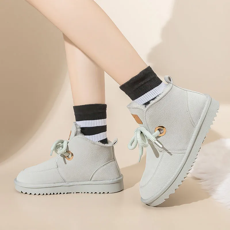 Warrior Warm Wear Resistant Slip Resistant Short Snow Boots Women's Gray-6