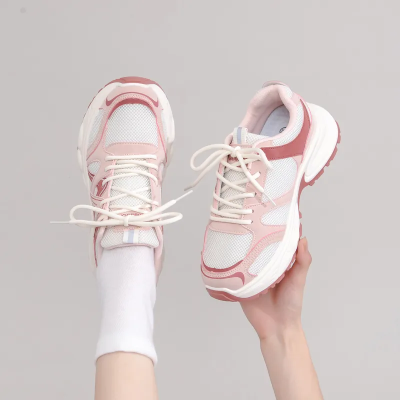 Warrior Warrior Wear Resistant Low Top Chunky Sneakers Women's Beige Pink-7
