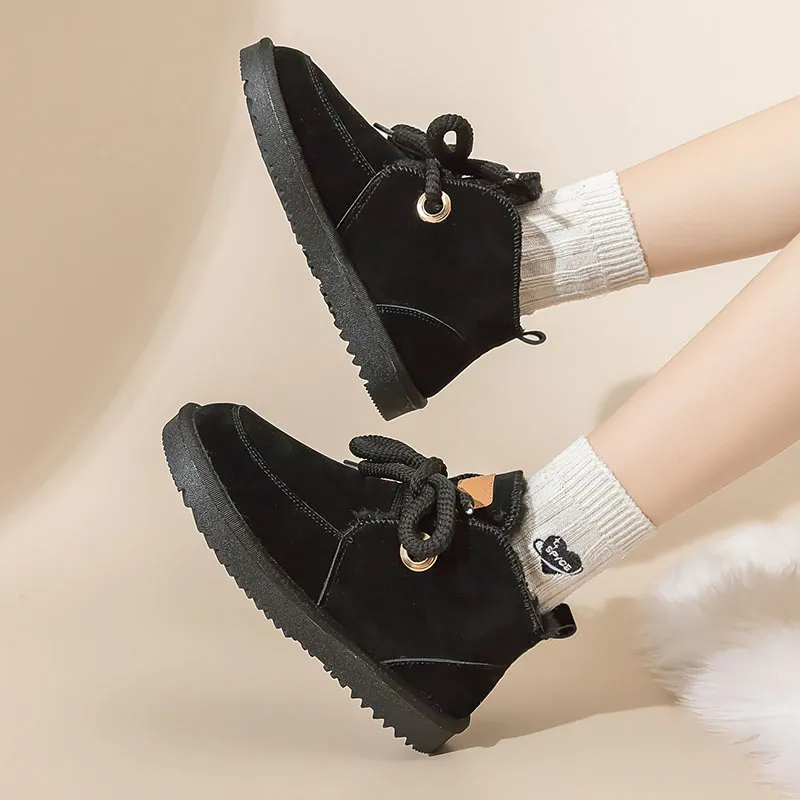 Warrior Warm Wear Resistant Slip Resistant Short Snow Boots Women's Black-9