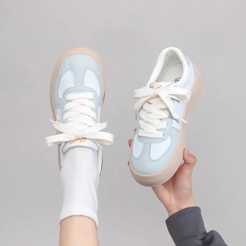 Warrior Lightweight Anti Slip Low Top Skateboard Shoes Women's Blue Beige-5