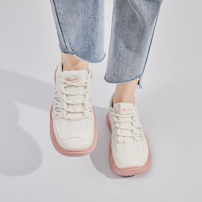 Warrior Anti Slip Wear Resistant Low Top Casual Shoes Women's Beige Pink-7