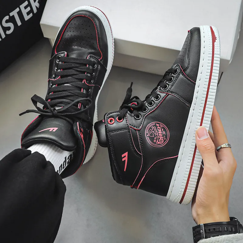 Warrior Warrior High Top Skateboard Shoes Men's Black Red-5