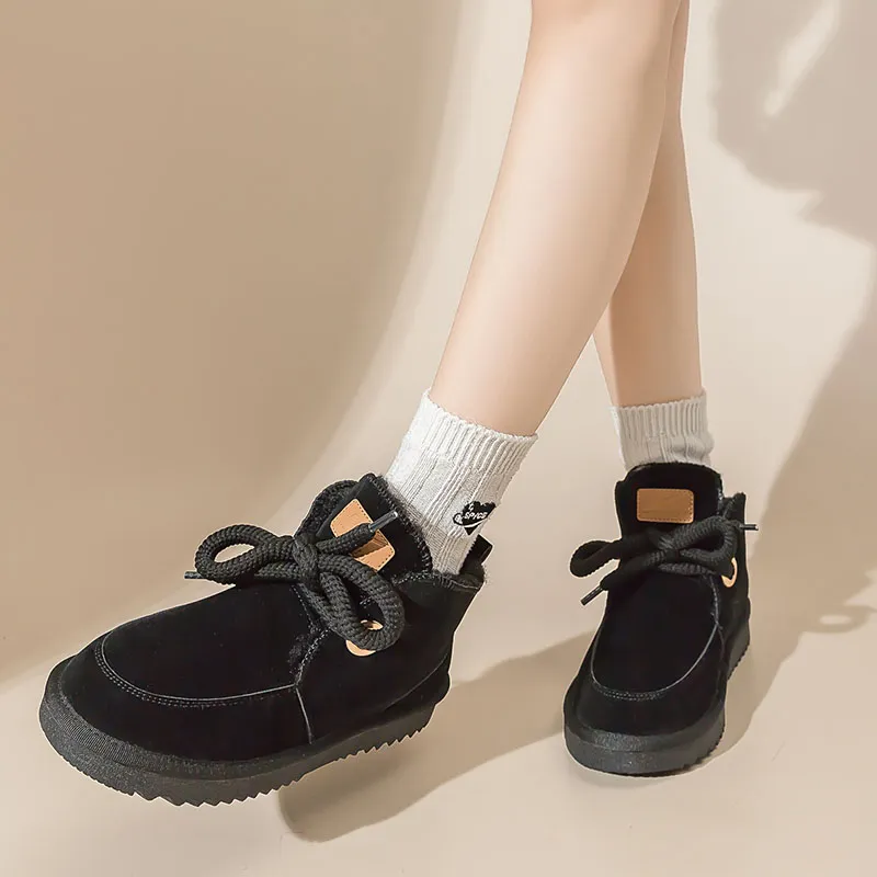 Warrior Warm Wear Resistant Slip Resistant Short Snow Boots Women's Black-5