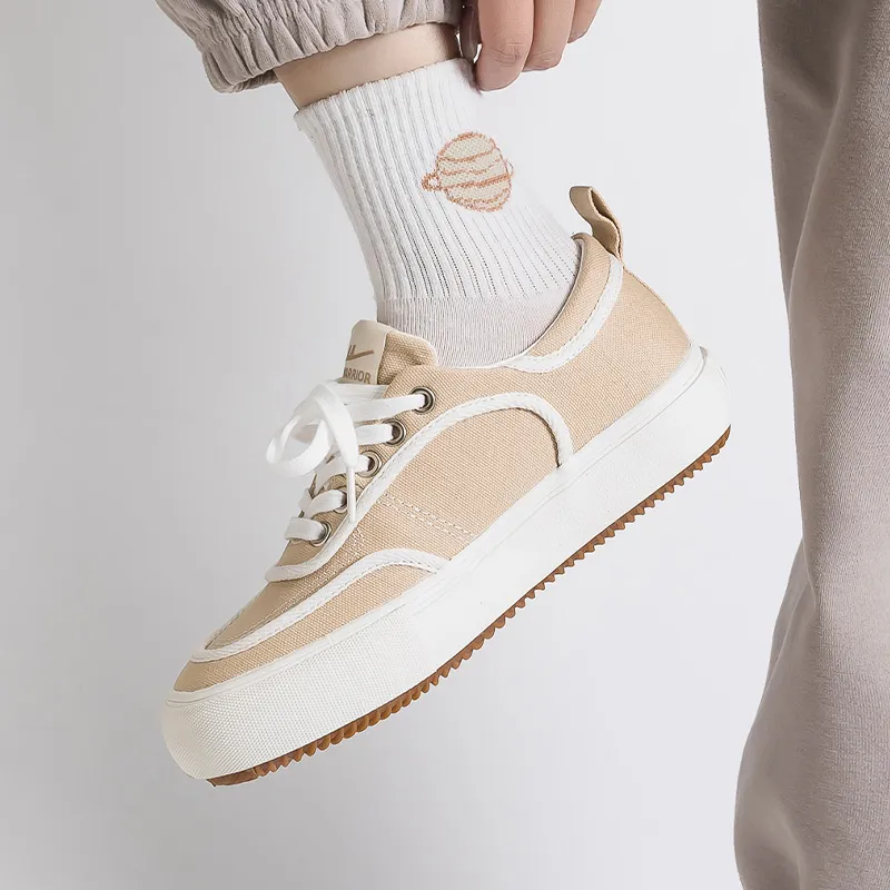 WARRIOR Canvas Shoes Women's Low Top Dark Beige-5