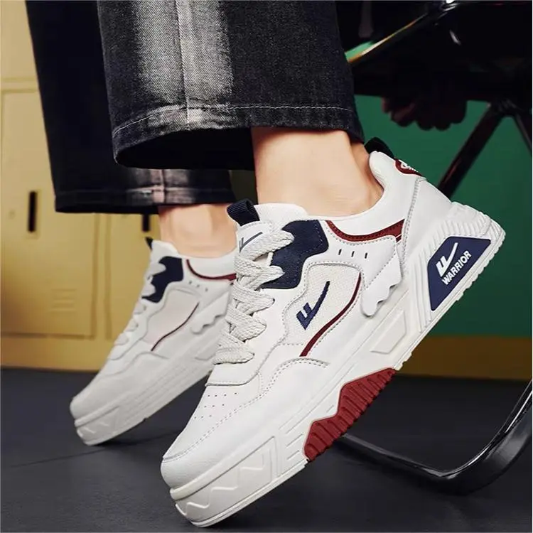 Warrior Wear-resistant And Lightweight Low-Top Skateboard Shoes Men's Beige Blue Red-6