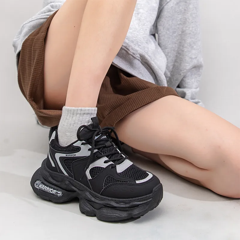 Warrior Warrior Wear Resistant Low Top Chunky Sneakers Women's Black Light Gray-7