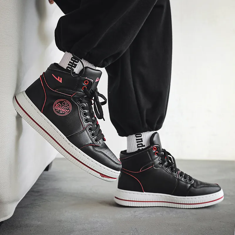 Warrior Warrior High Top Skateboard Shoes Men's Black Red-6