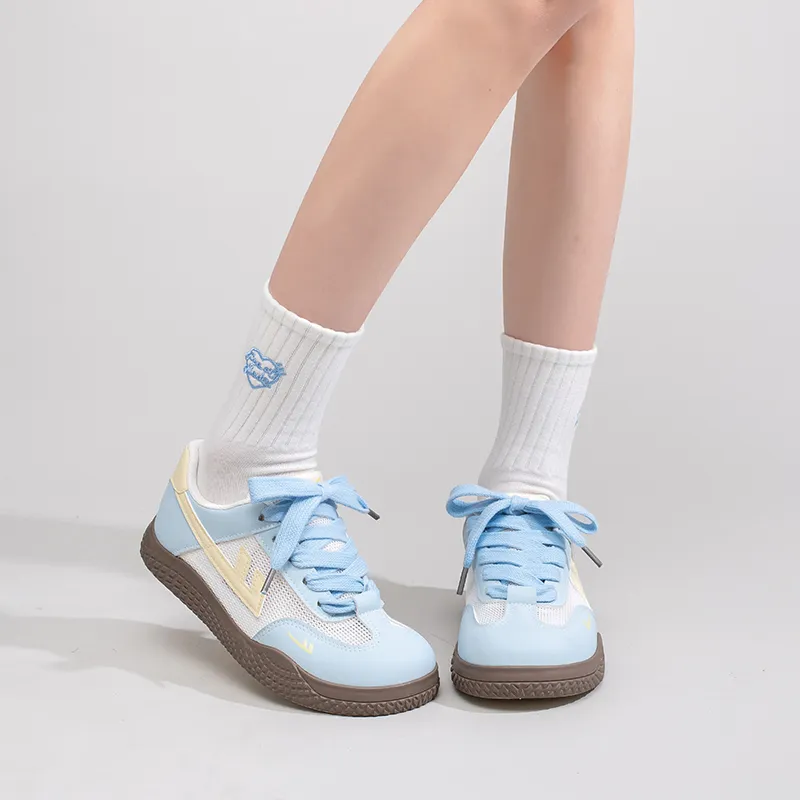 Warrior Abrasion Resistant Low Top Casual Shoes Women's Light Blue Beige Yellow-6