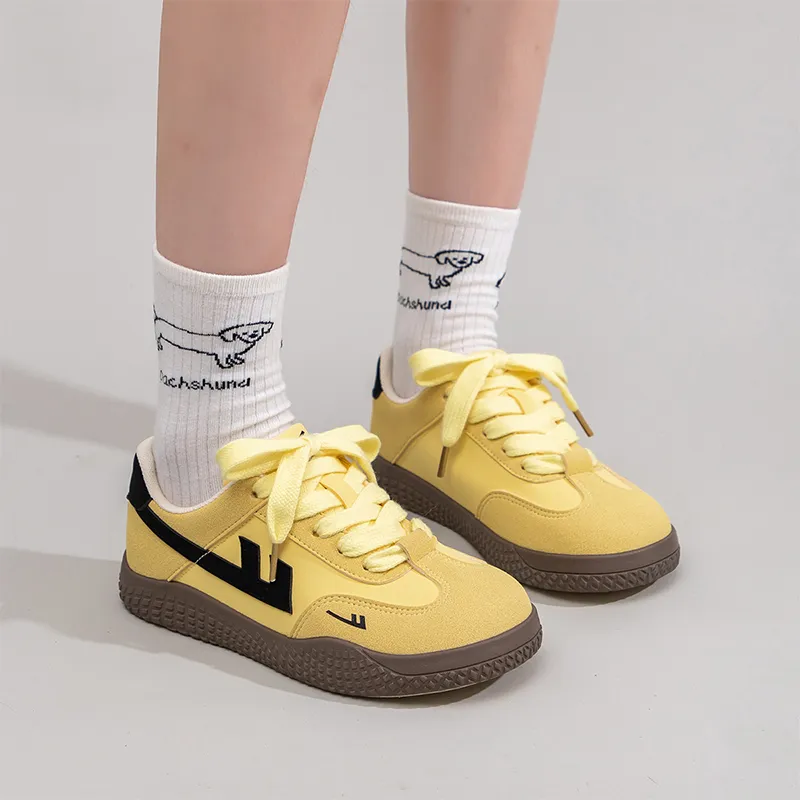 Warrior German Army Trainers, Classic, Niche Lightweight Low Top Casual Shoes Women's Yellow Black Brown 1.0-6