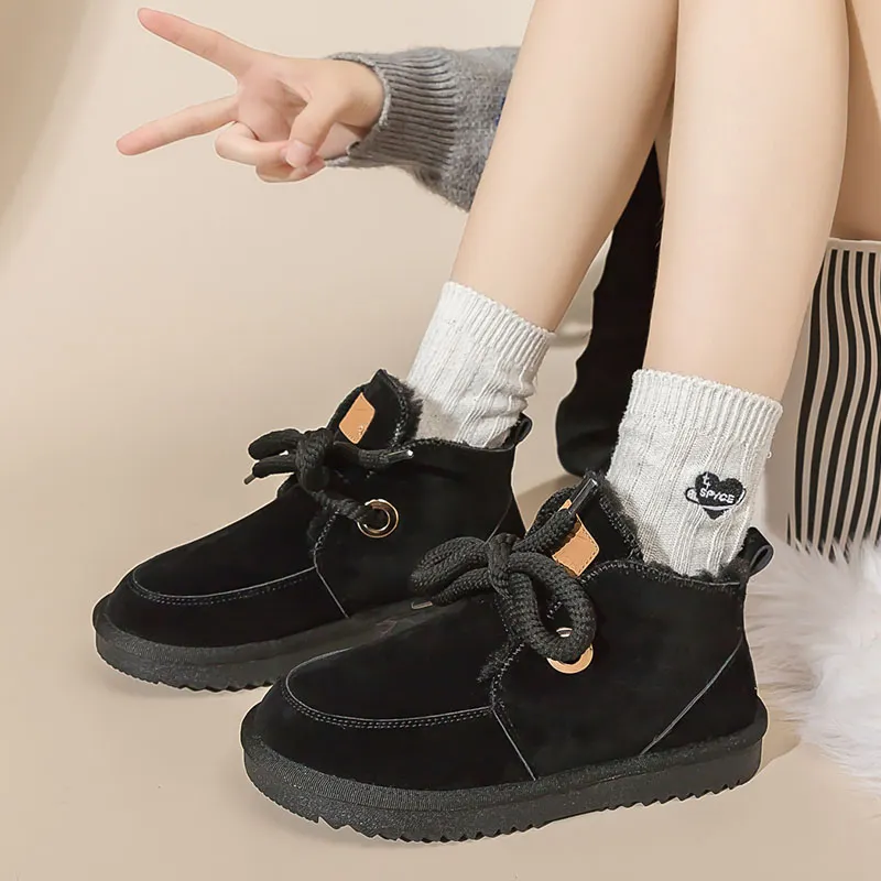 Warrior Warm Wear Resistant Slip Resistant Short Snow Boots Women's Black-8