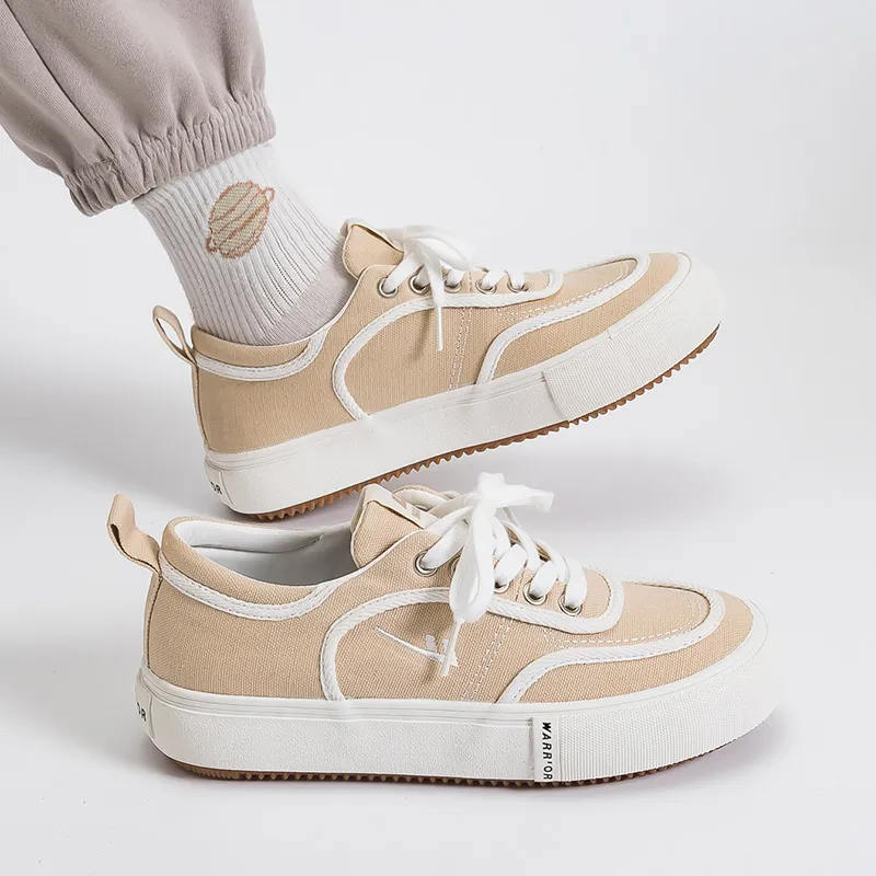WARRIOR Canvas Shoes Women's Low Top Dark Beige-6