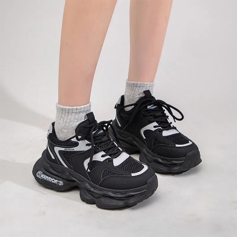 Warrior Warrior Wear Resistant Low Top Chunky Sneakers Women's Black Light Gray-6