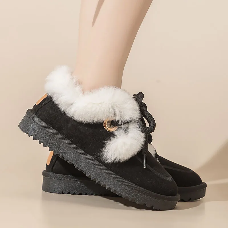Warrior Warm Wear Resistant Slip Resistant Short Snow Boots Women's Black-5