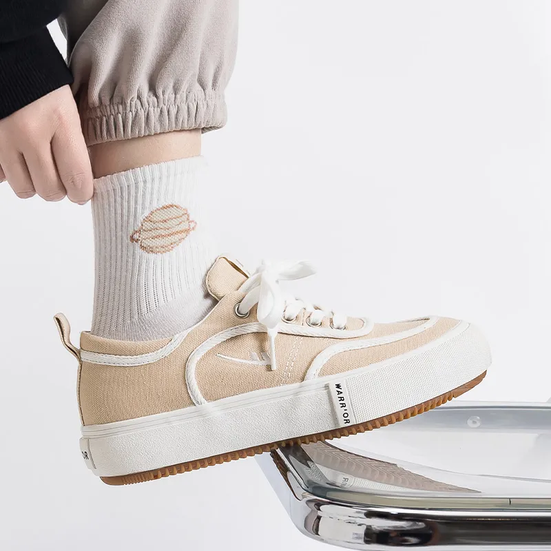 WARRIOR Canvas Shoes Women's Low Top Dark Beige-4