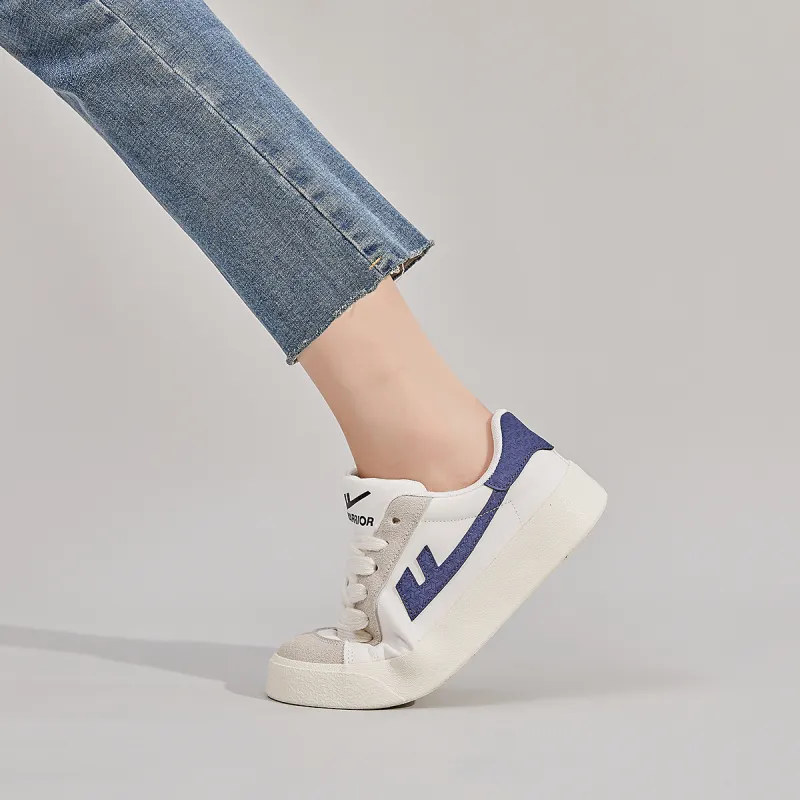 Warrior Slip Resistant And Breathable Low Top Canvas Shoes Unisex Beige Dark Blue-5