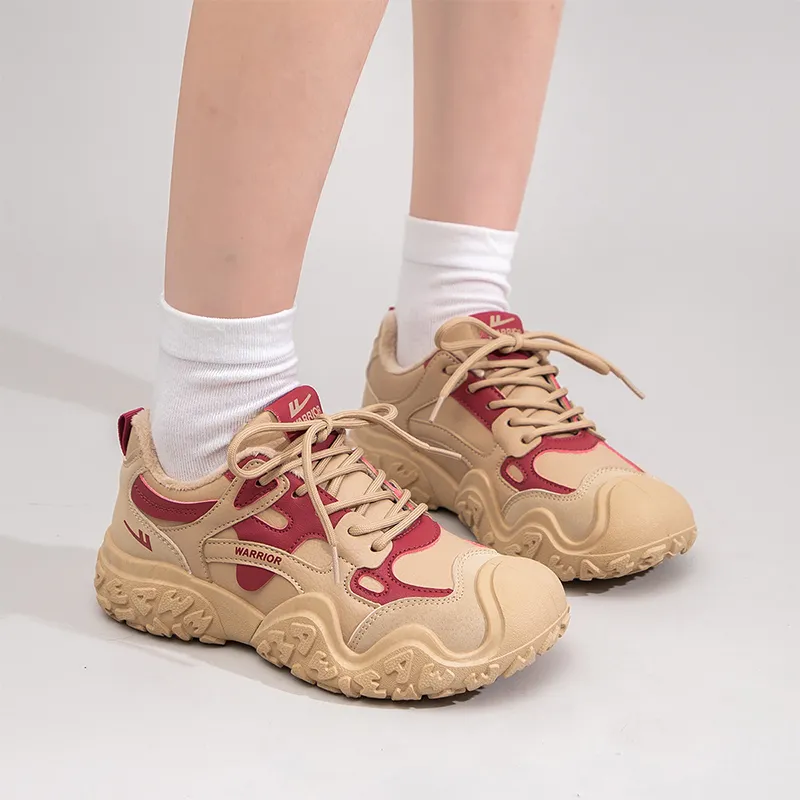 Warrior Warrior Abrasion Resistant Low Top Casual Shoes Women's Khaki Red-6