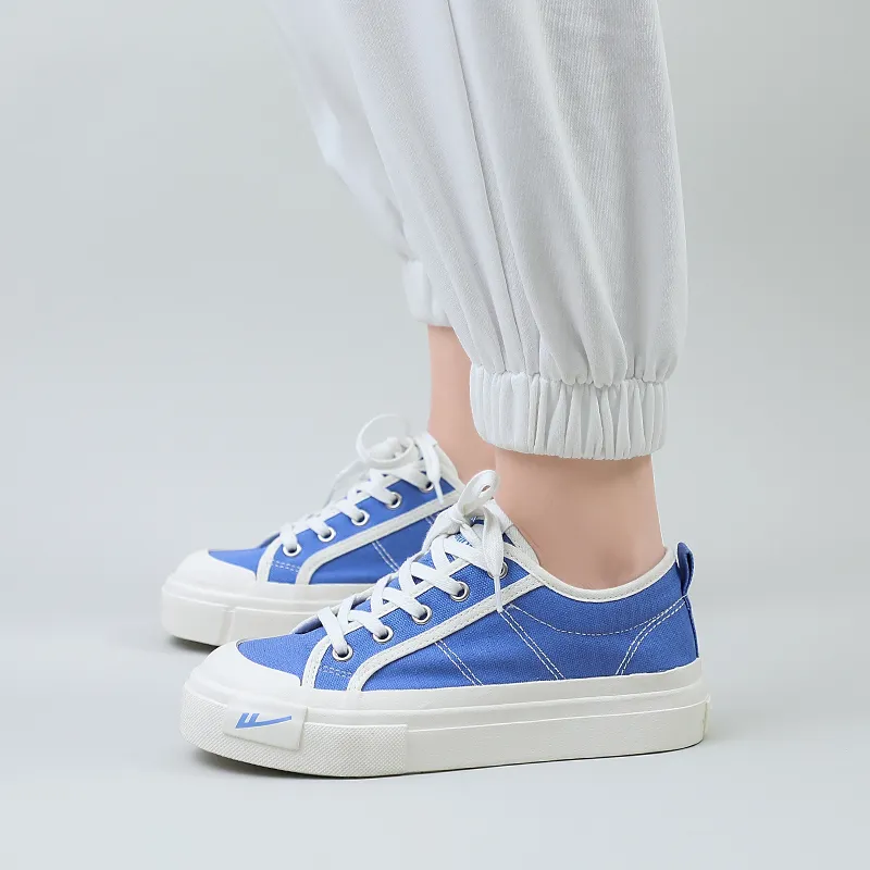 Warrior Wear Resistant Slip Resistant Low Top Skateboard Shoes Women's Royal Blue Beige-7