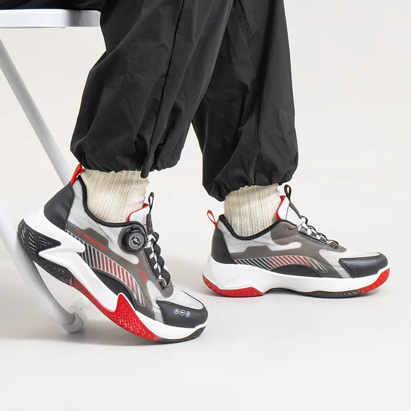Warrior Warrior Wear resistant And Lightweight Low Top Basketball Shoes Men's White Black Red-6
