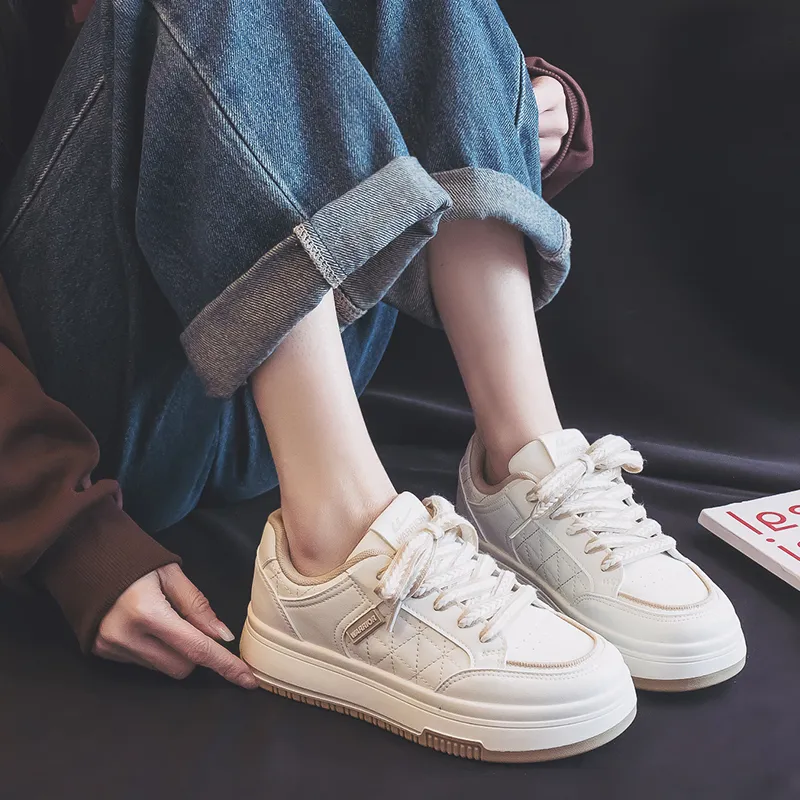 Warrior Wear resistant And Lightweight Skateboard Shoes Women's Beige Apricot-5