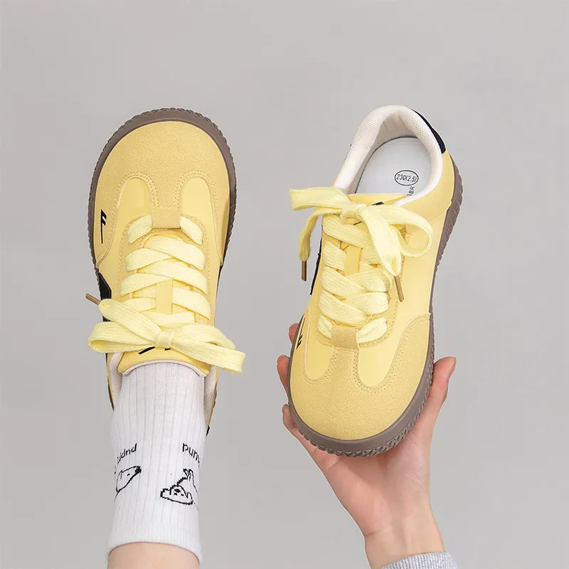Warrior German Army Trainers, Classic, Niche Lightweight Low Top Casual Shoes Women's Yellow Black Brown 1.0-5