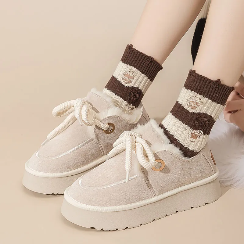 Warrior Warm Wear Resistant Slip Resistant Short Snow Boots Women's Beige-6