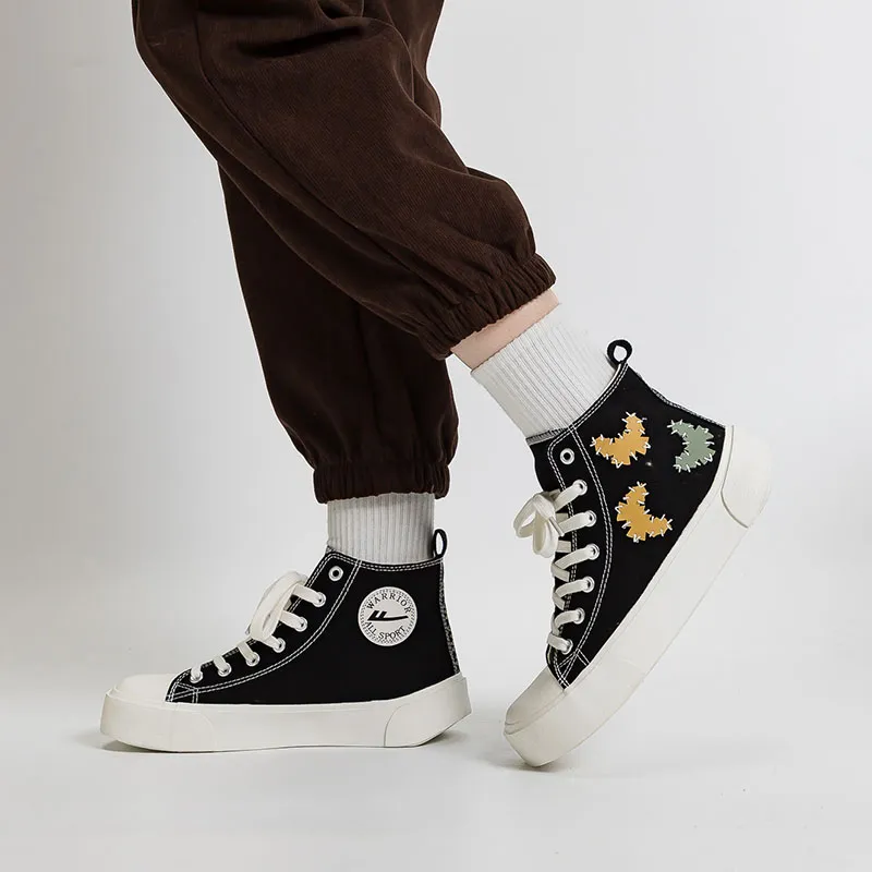 Warrior Lightweight Cushioning High Top Canvas Shoes Women's Black-7