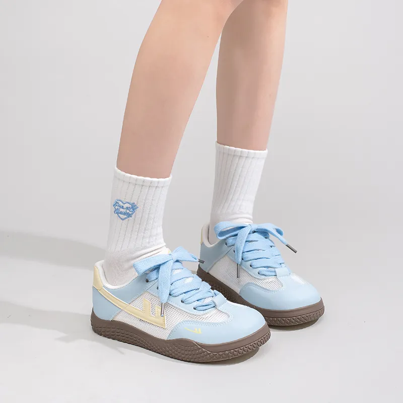 Warrior Abrasion Resistant Low Top Casual Shoes Women's Light Blue Beige Yellow-5