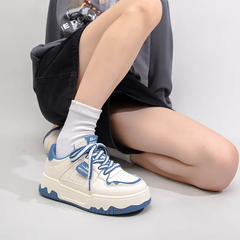 Warrior Warrior Lightweight Low Top Skateboard Shoes Women's Beige Blue 1.0-7